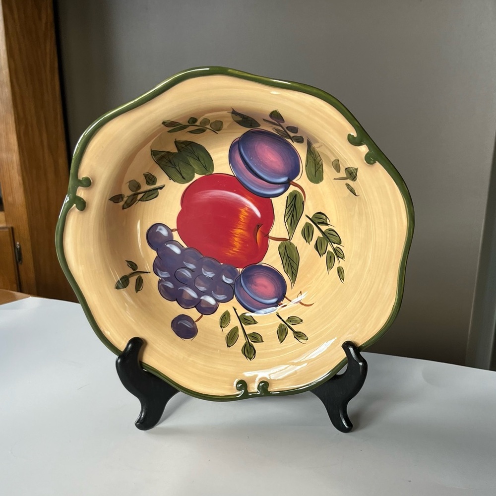 VTG Granada by Home Trends 9 in serving bowl, hand painted Tuscan style fruit